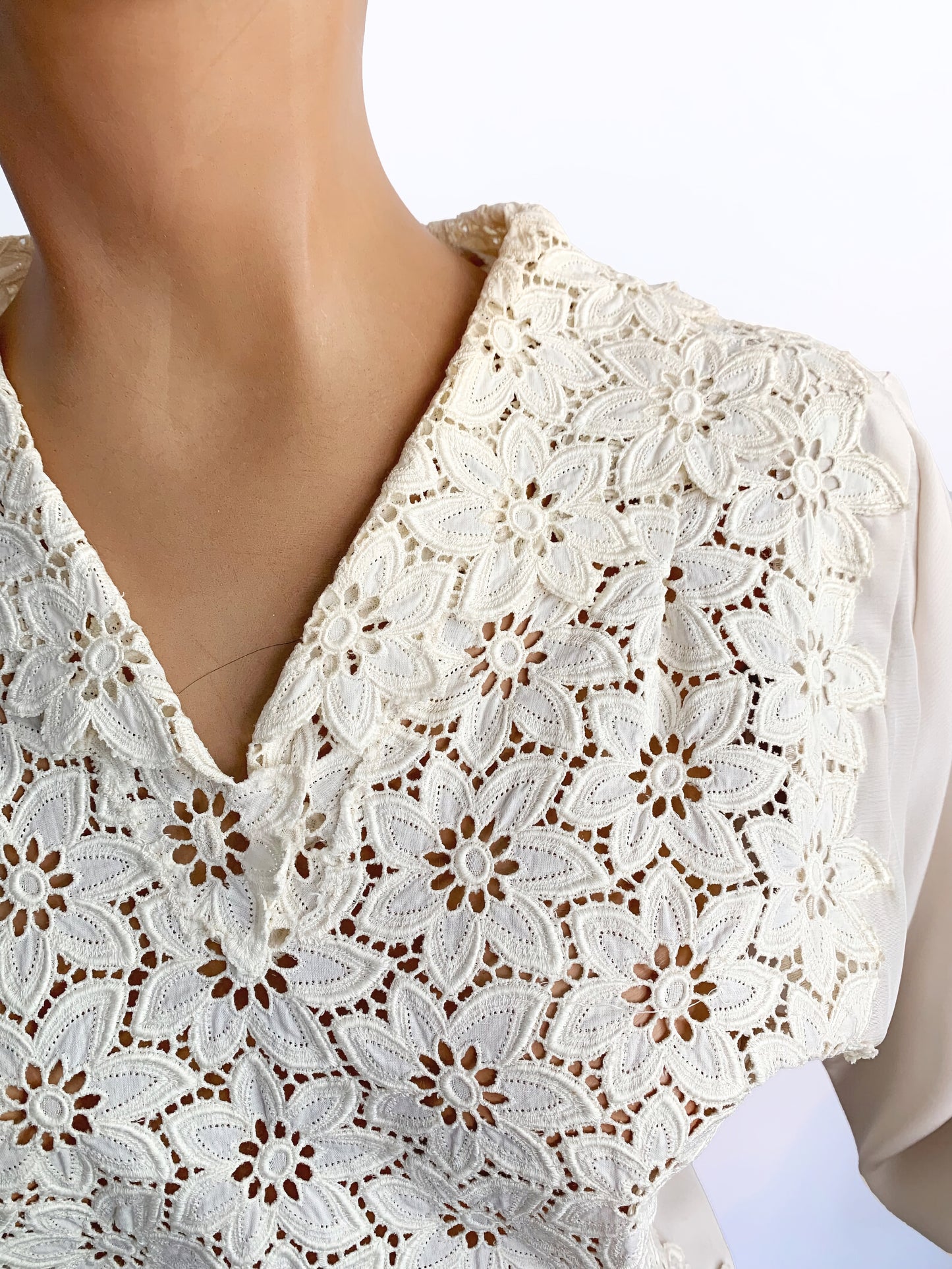 1940s/1950s Lace Panel Blouse | L/XL