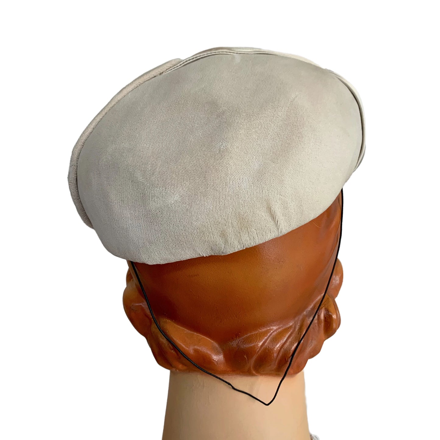 1950s Cream Grey Velvet Beret