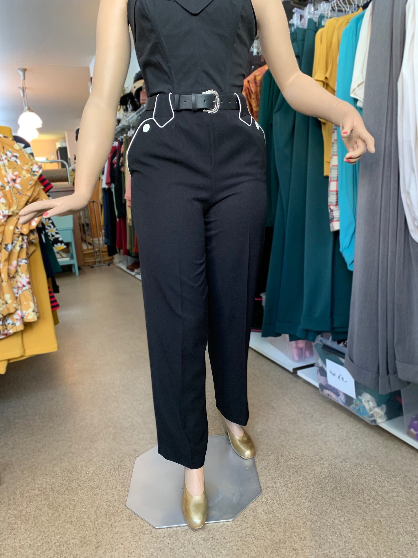 1940s Style Western Slacks Black