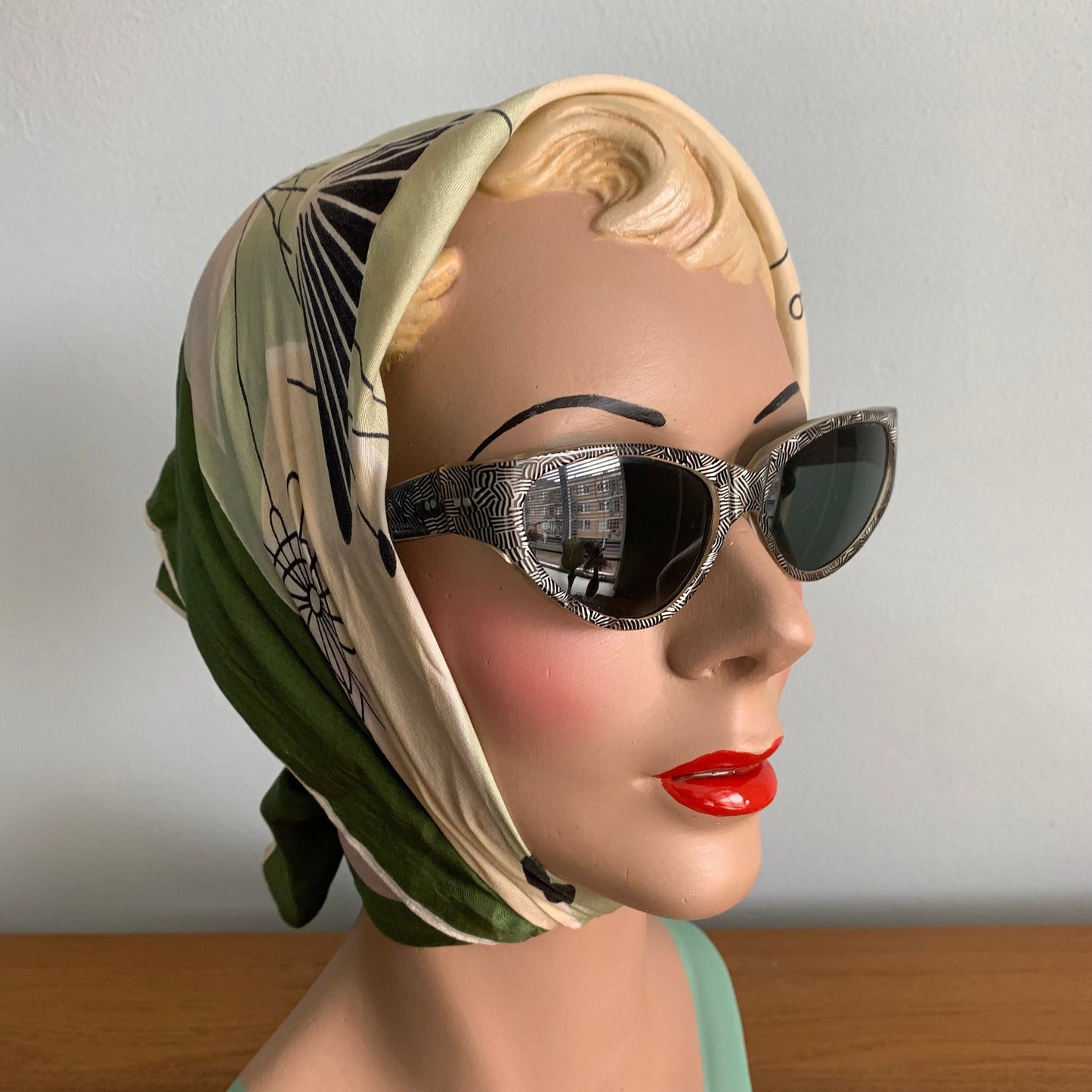 1950s Black & White Hatched Sunglasses