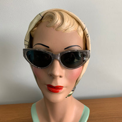 1950s Black & White Hatched Sunglasses