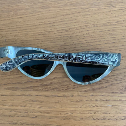 1950s Black & White Hatched Sunglasses