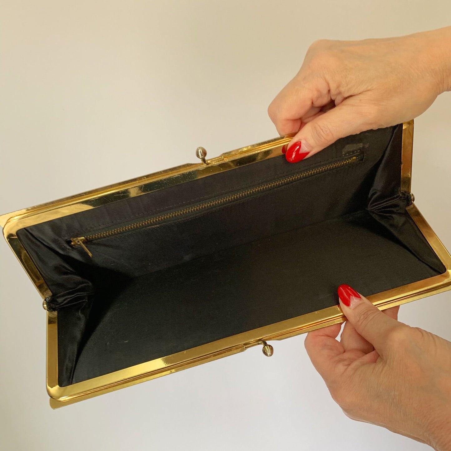 1960s Navy Blue Patent Leather Clutch Bag