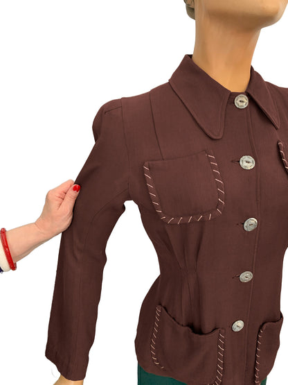 1940s Smartee Gabardine Western Jacket | S