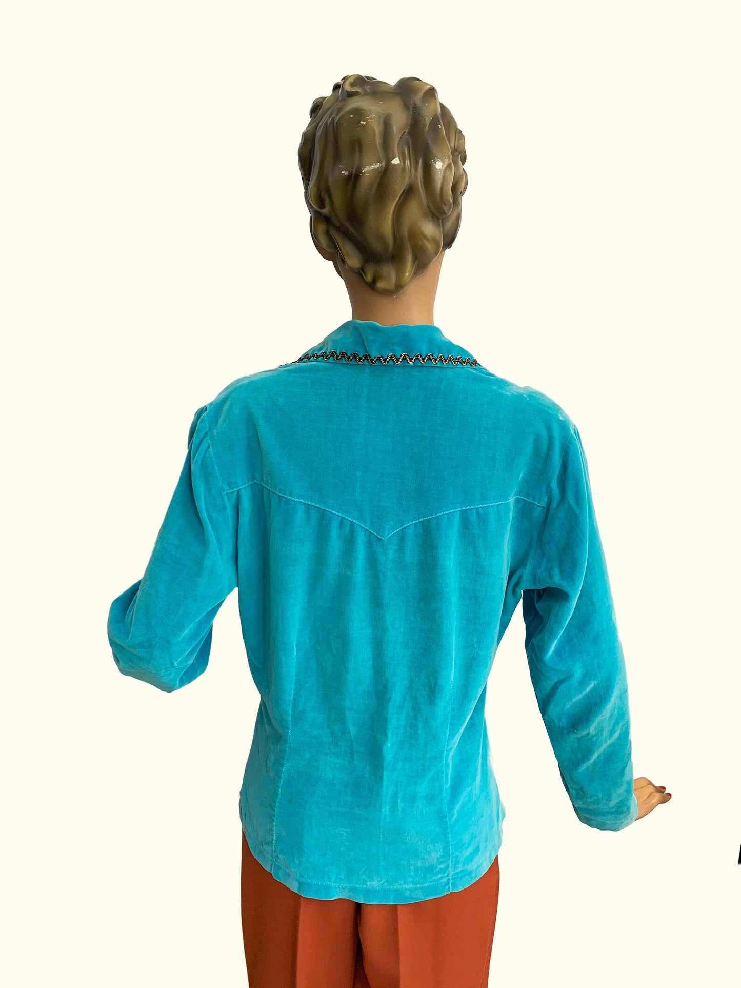 1950s Aqua Velvet Mexican Oaxacan Top | L