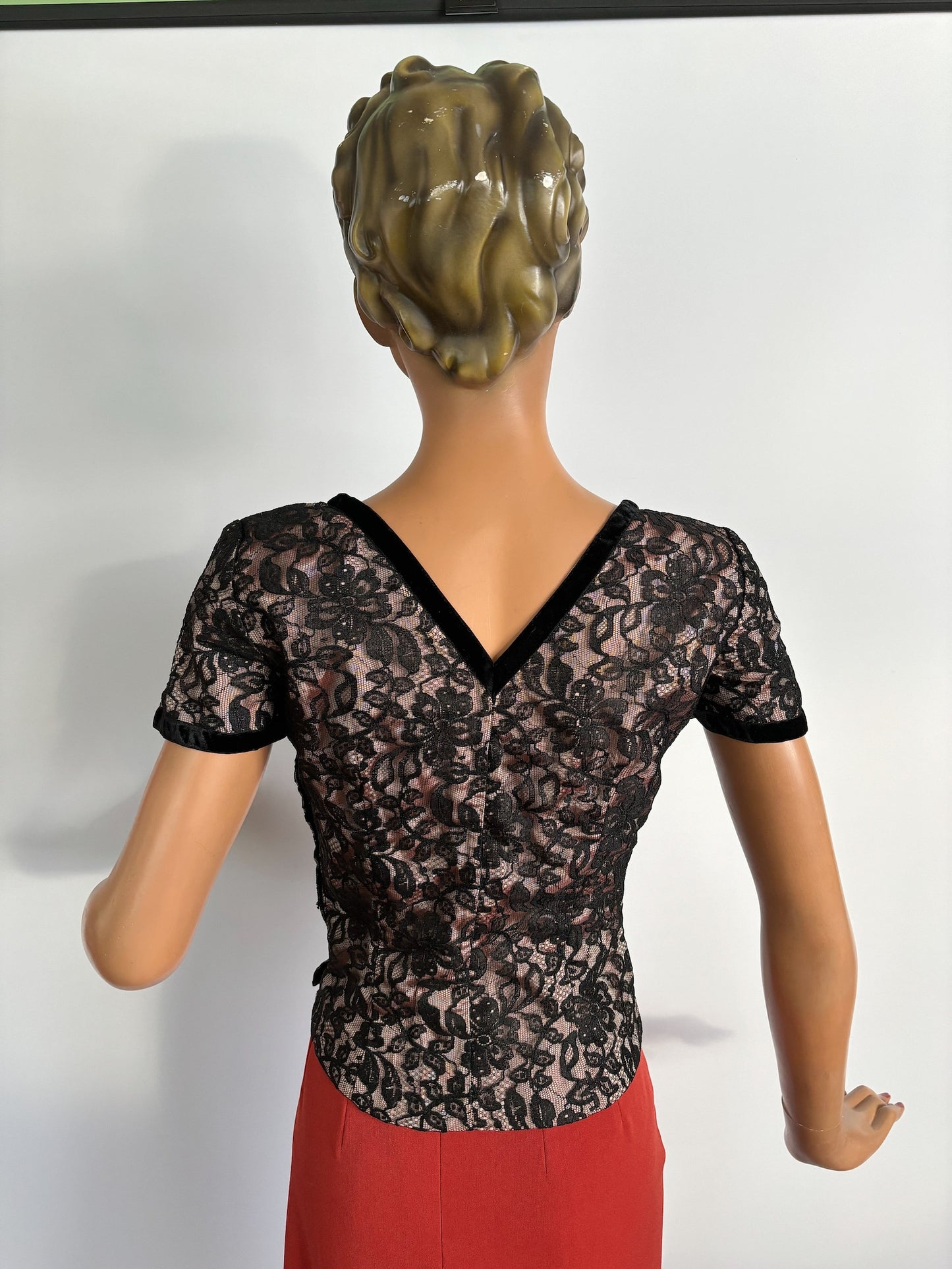 1950s Lace over Acetate Top | XS