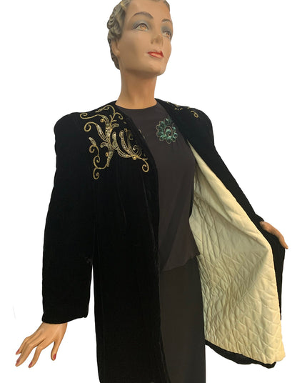1940s Sequined Velvet Opera Coat | S-L