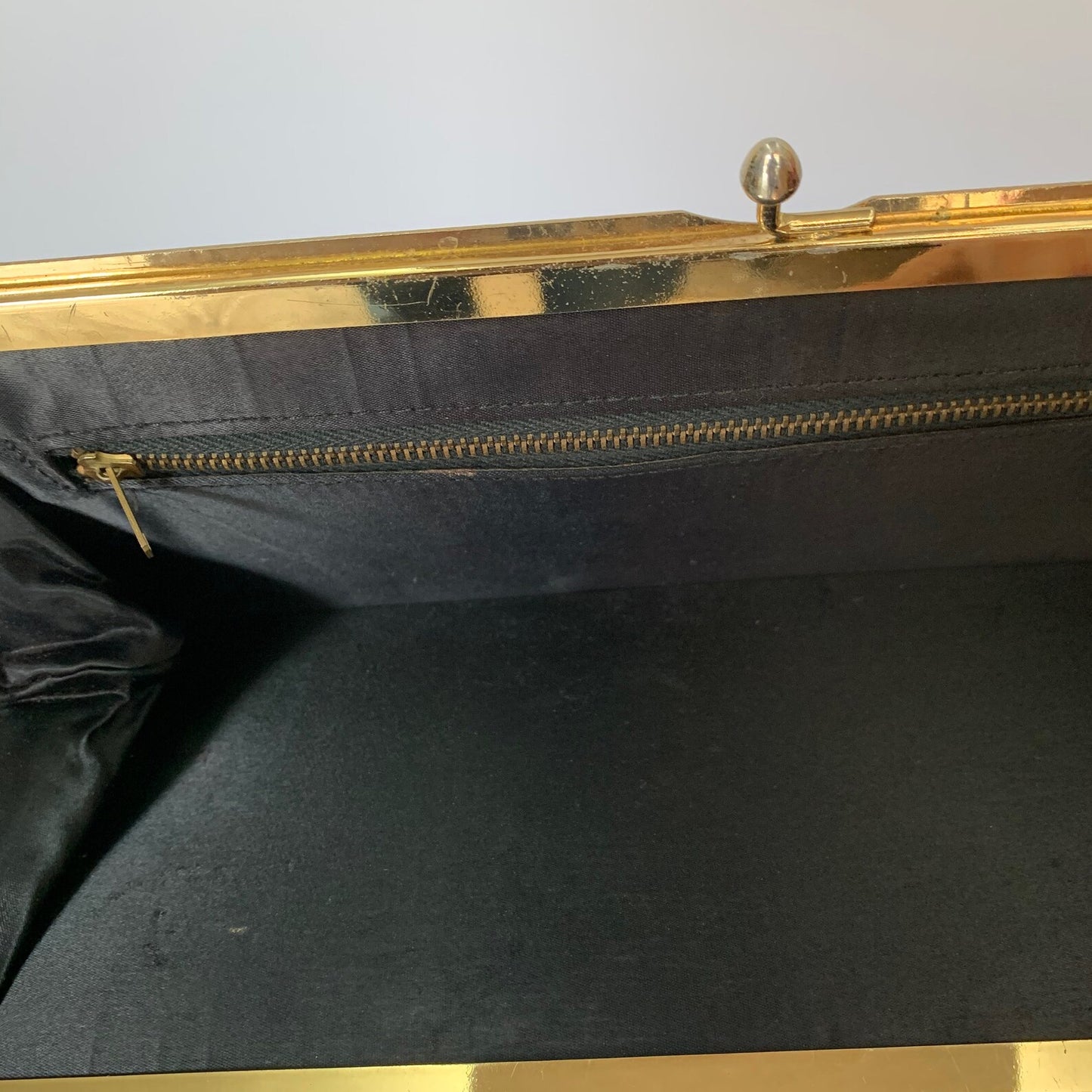 1960s Navy Blue Patent Leather Clutch Bag