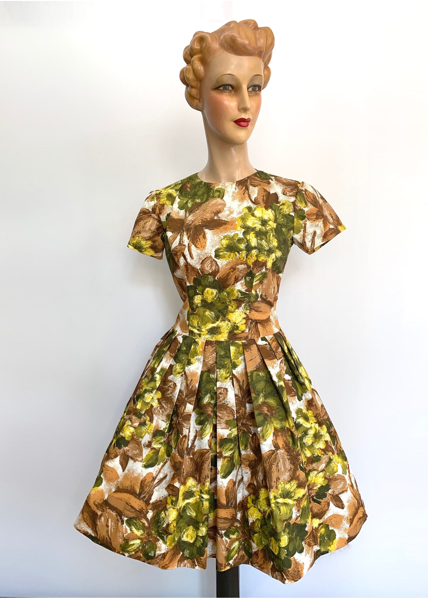 1950s Cotton Swing Dress | M