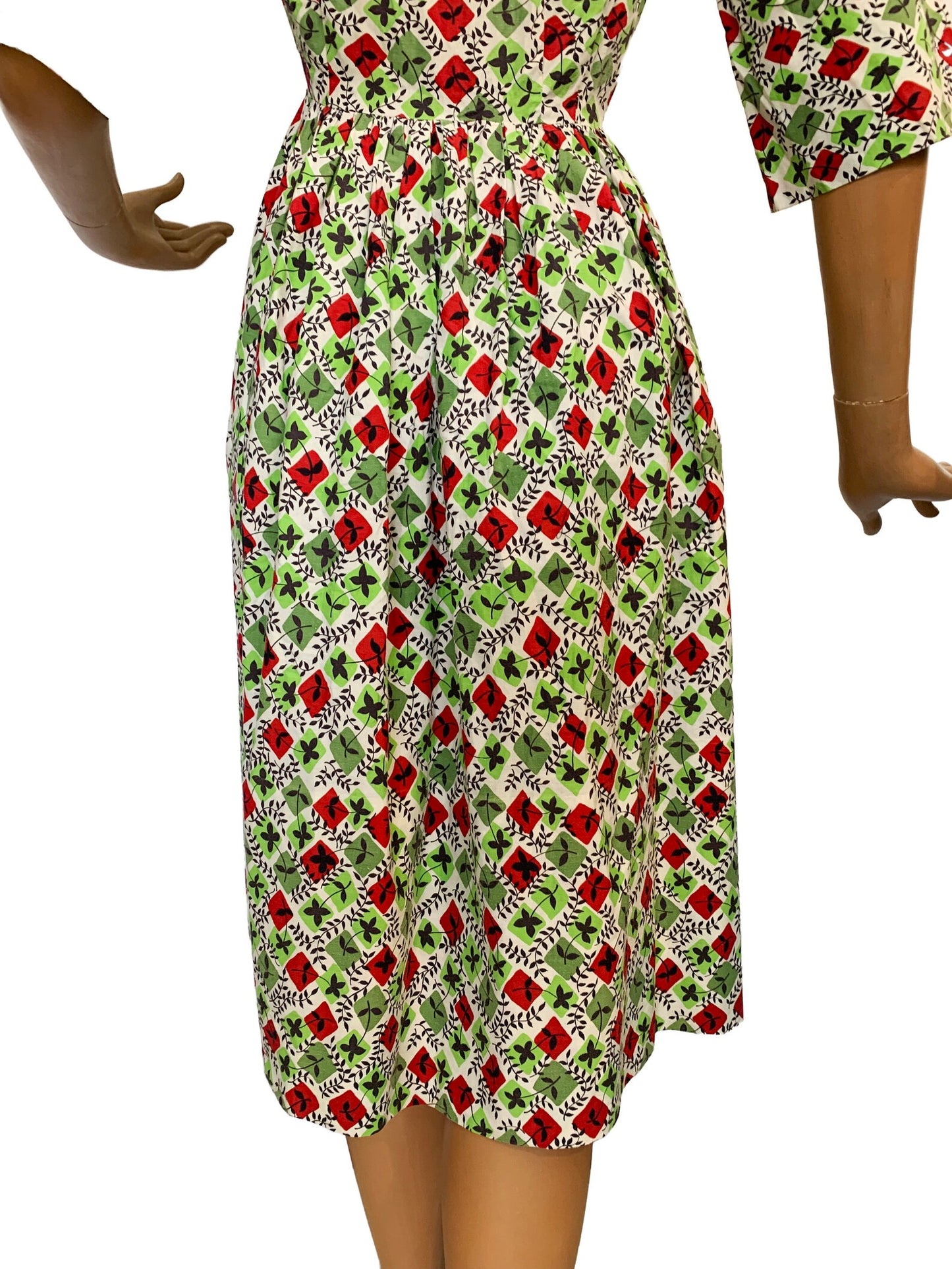 1940s Cotton Flower Dress | S/M