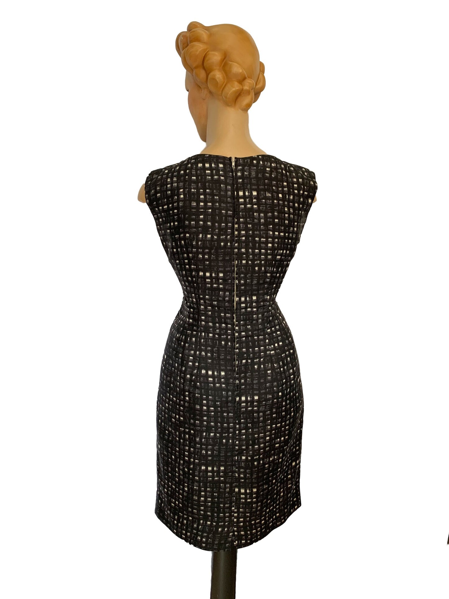 1950s/1960s Silk Sheath Dress Scalloped Collar | M