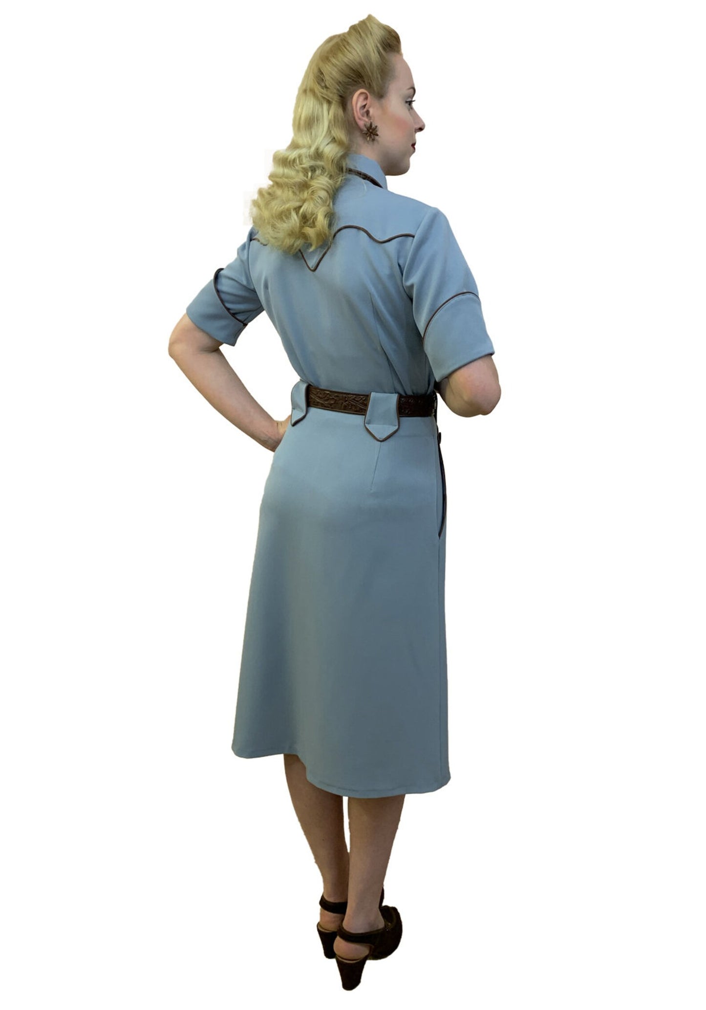 Lorraine 1940s Western Blouse Blue - Made to Order