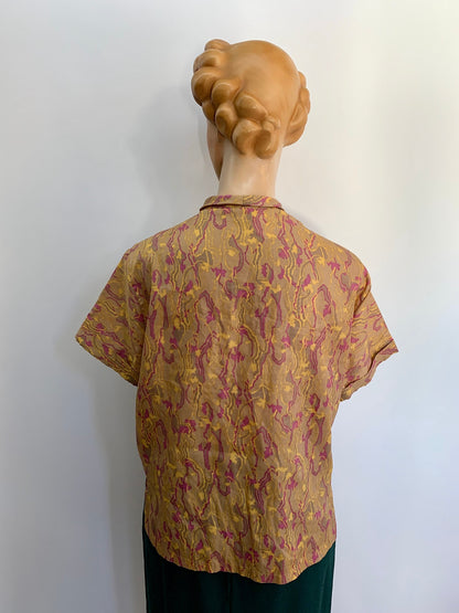 1960s Silky Pussy Bow Blouse | XXL