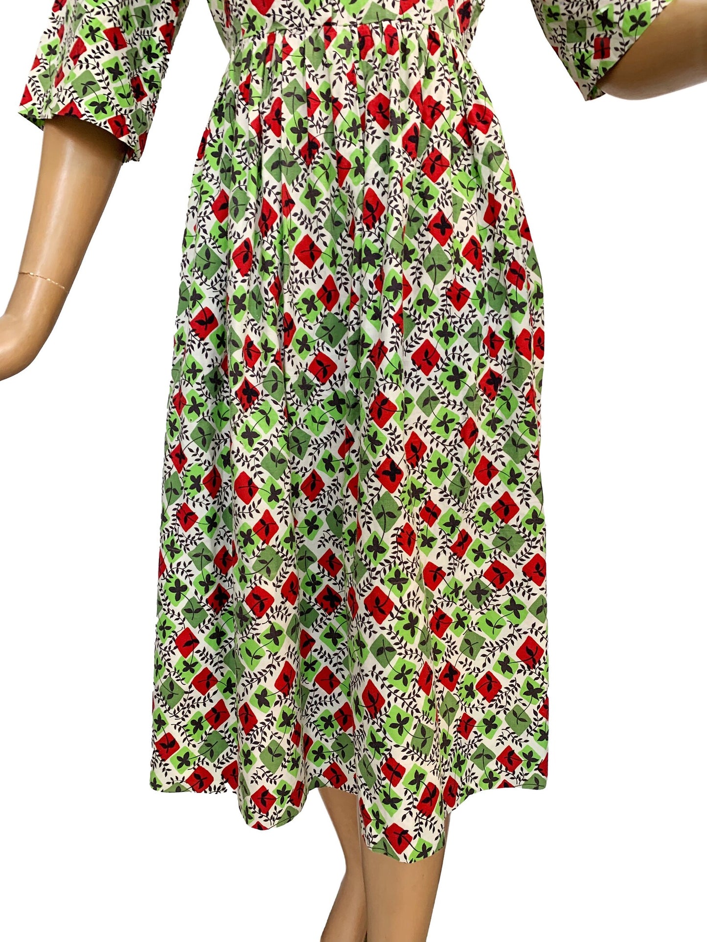 1940s Cotton Flower Dress | S/M