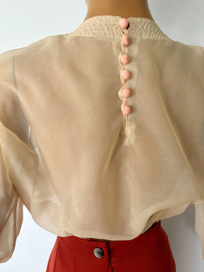 1940s Sheer Blouse | M