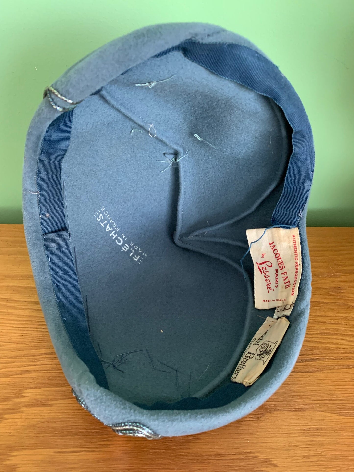 1930s/40s Jacques Fath Steel Blue Velor Cap