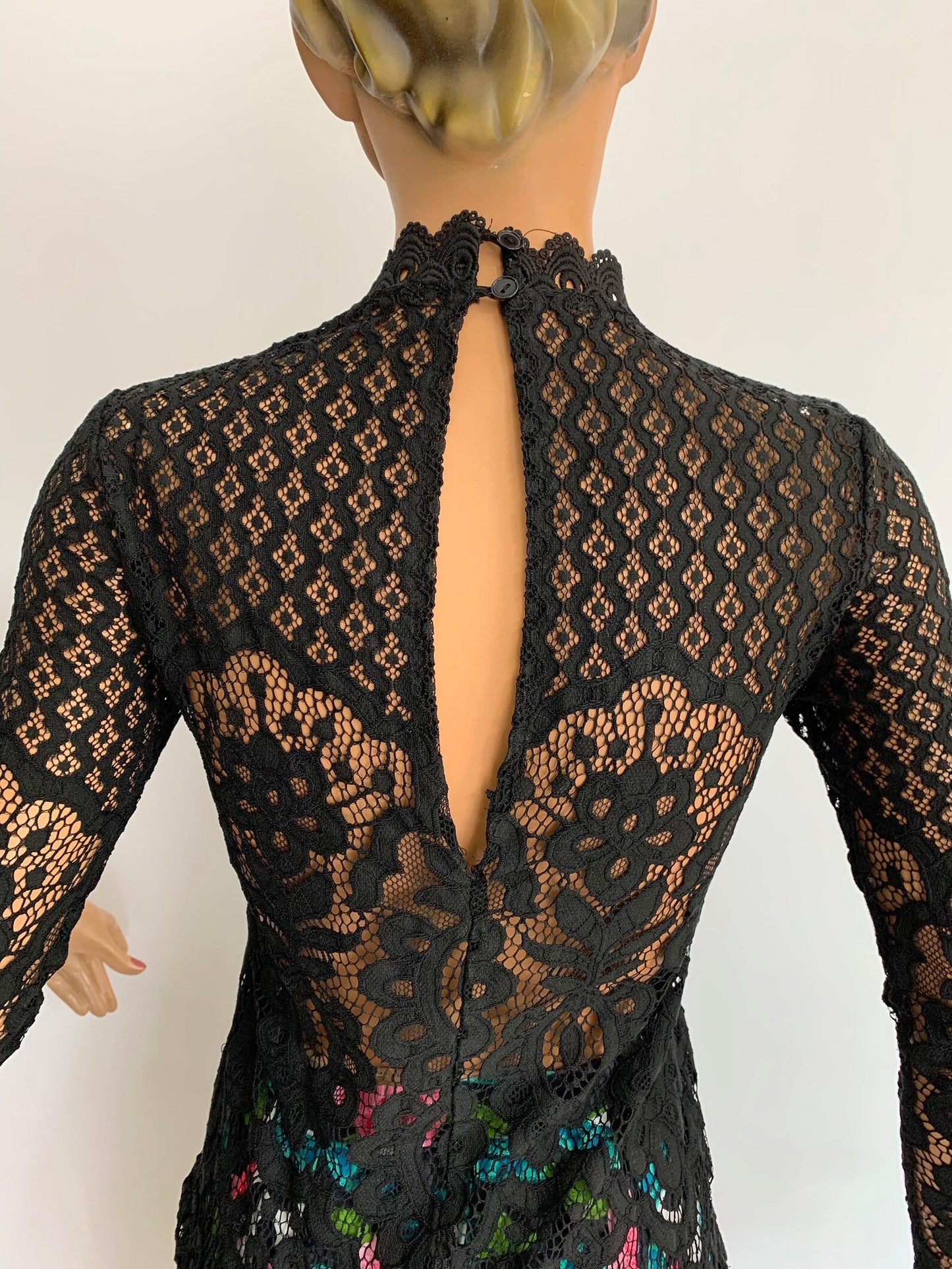 1960s/70s Black Lace Top | XS