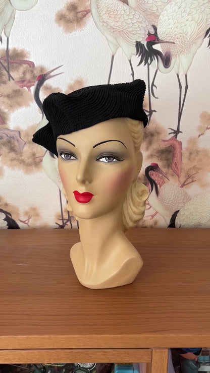 1940s Dale Triangular Ribbed Hat