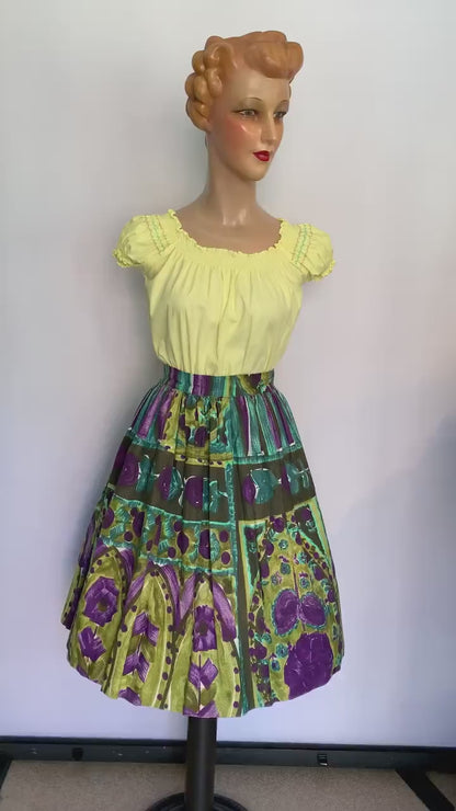 1950s Cotton Skirt | XS