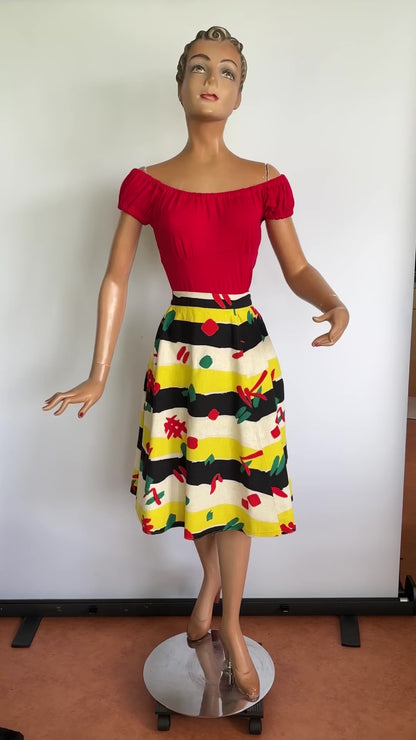 1950s Barkcloth Skirt  | S