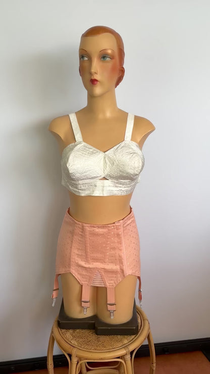 1950s NOS White Satin Bullet Bra