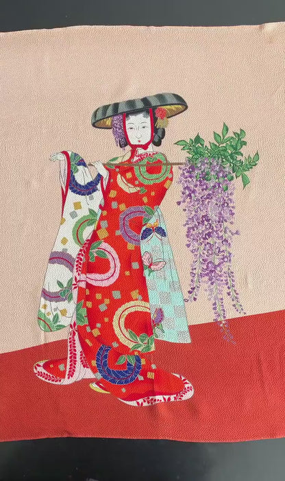 1930s/1940s Japanese Woman Silk Crepe Scarf