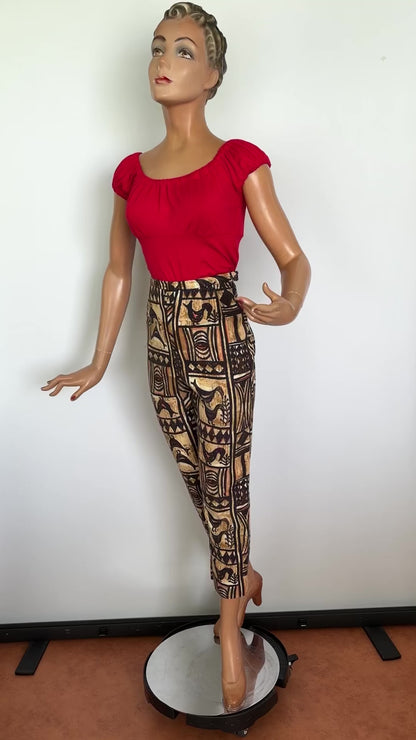 1950s Tapa Tiki Capri Pants  | XS/S