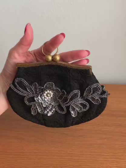 Vintage Beaded Black Purse