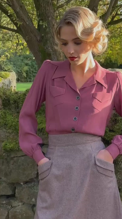 The House of Foxy 40s Sweetheart Blouse Plum