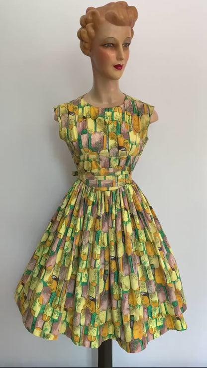 1950s Belted Cotton Dress | S