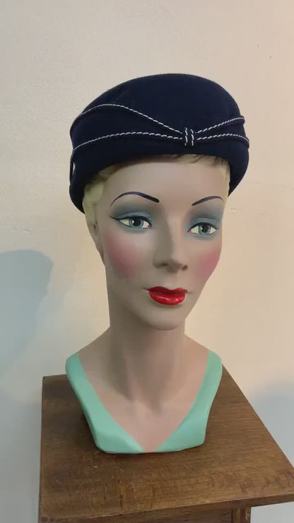 1960s Dark Blue Stewardess Type Hat