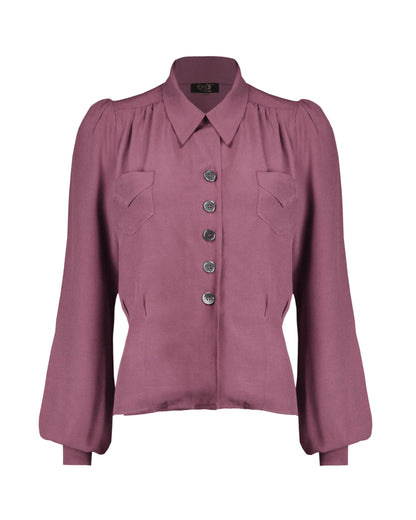 The House of Foxy 40s Sweetheart Blouse Plum