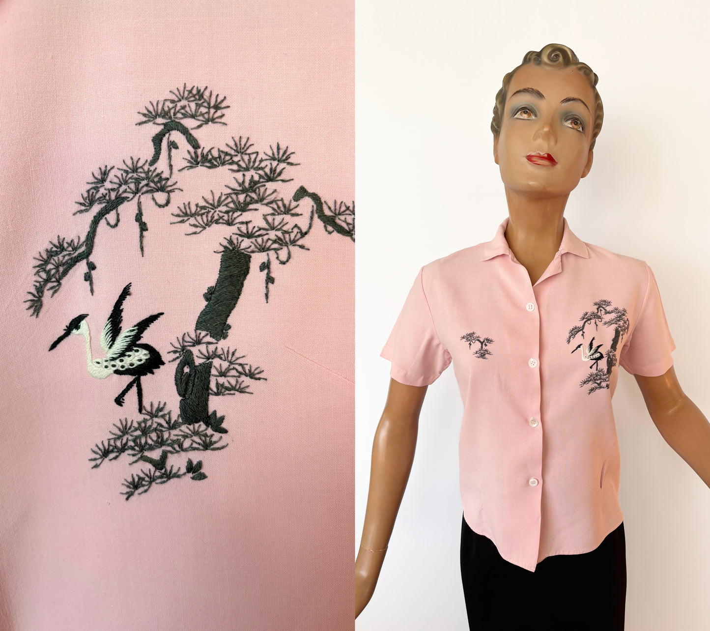 1940s/50s Asian Style Embroidery Blouse | S