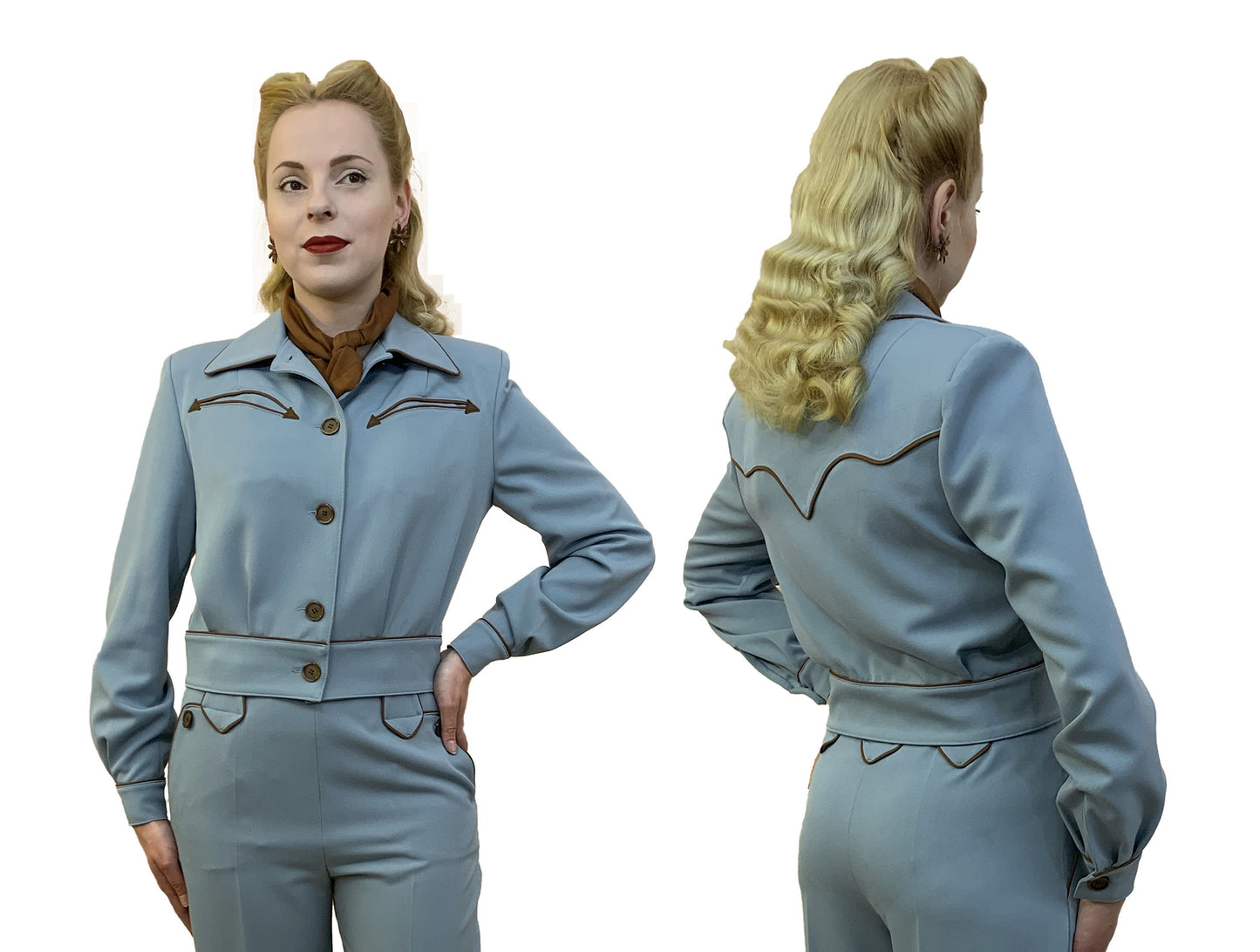 Lily-Mae 1940s Western Jacket Blue - Made to Order