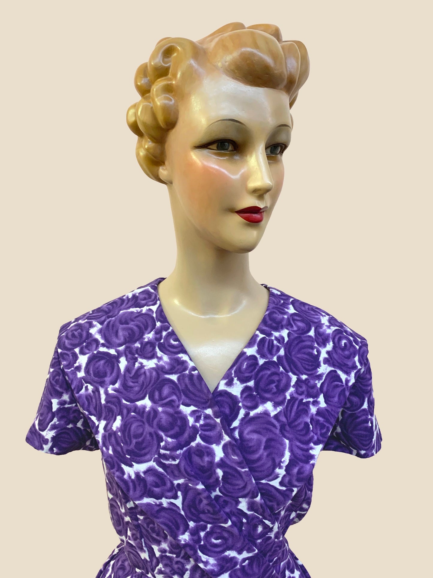 1950s Purple Swing Dress | M