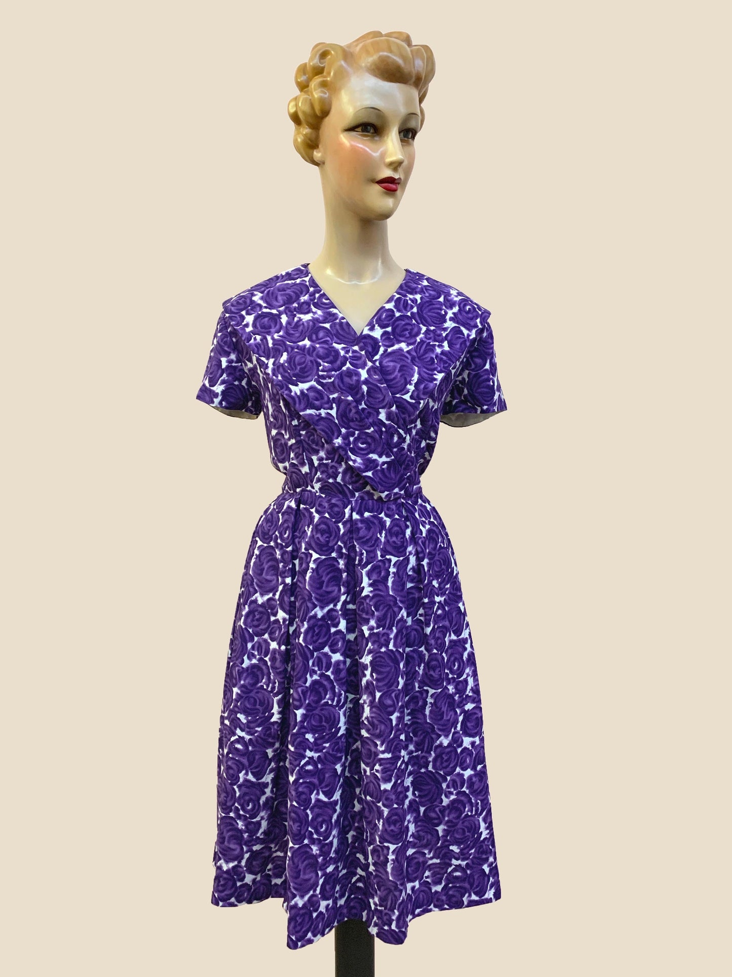 1950s Purple Swing Dress | M