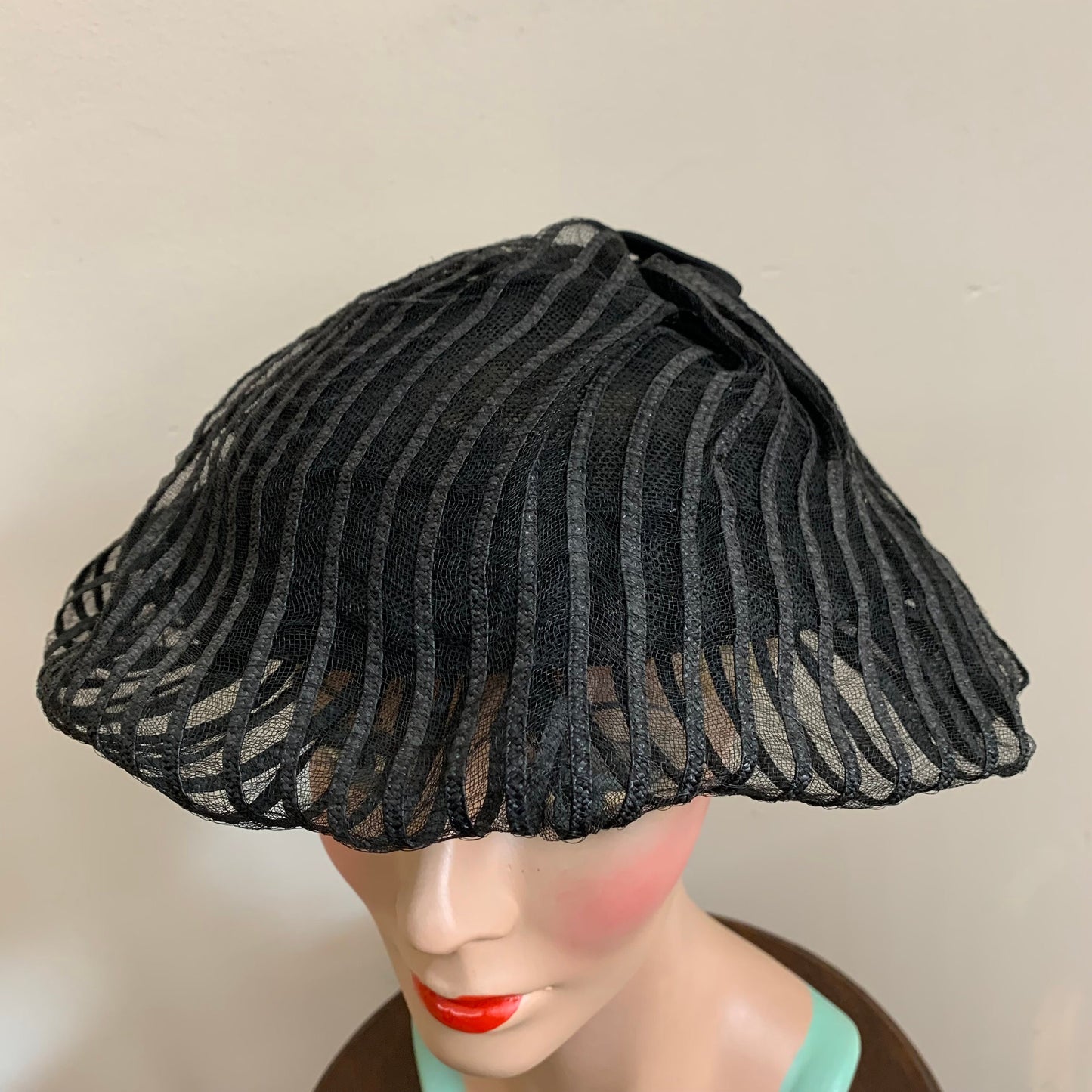 1950s / 1960s Black Tulle Lace Hat