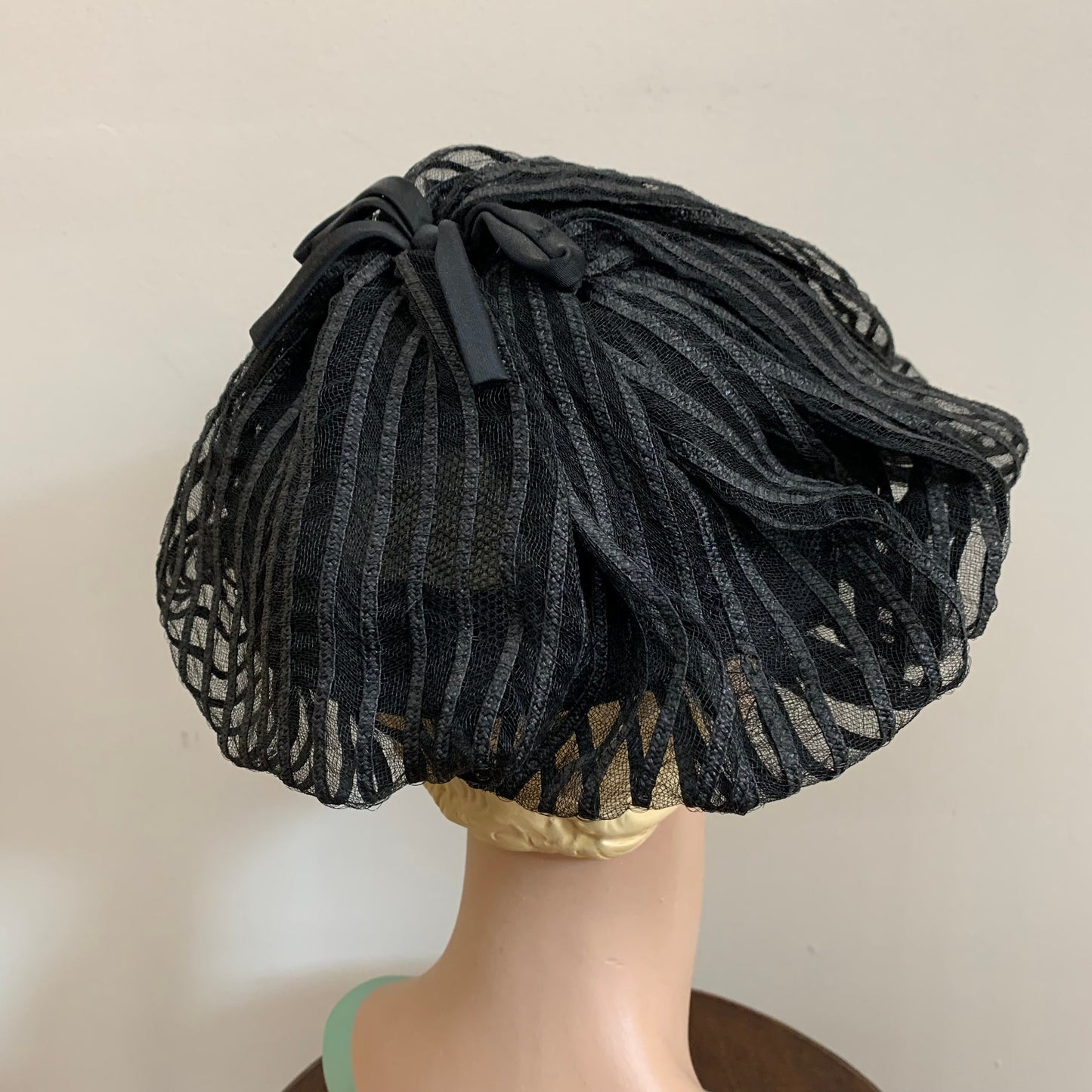 1950s / 1960s Black Tulle Lace Hat