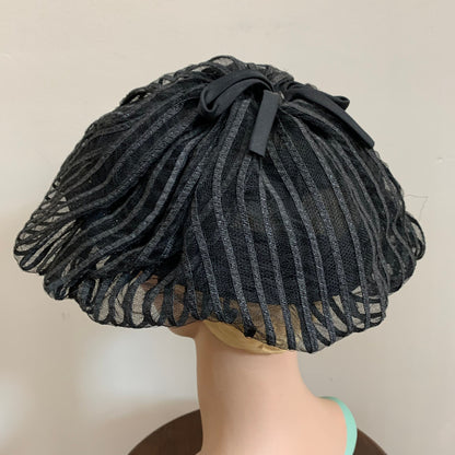 1950s / 1960s Black Tulle Lace Hat