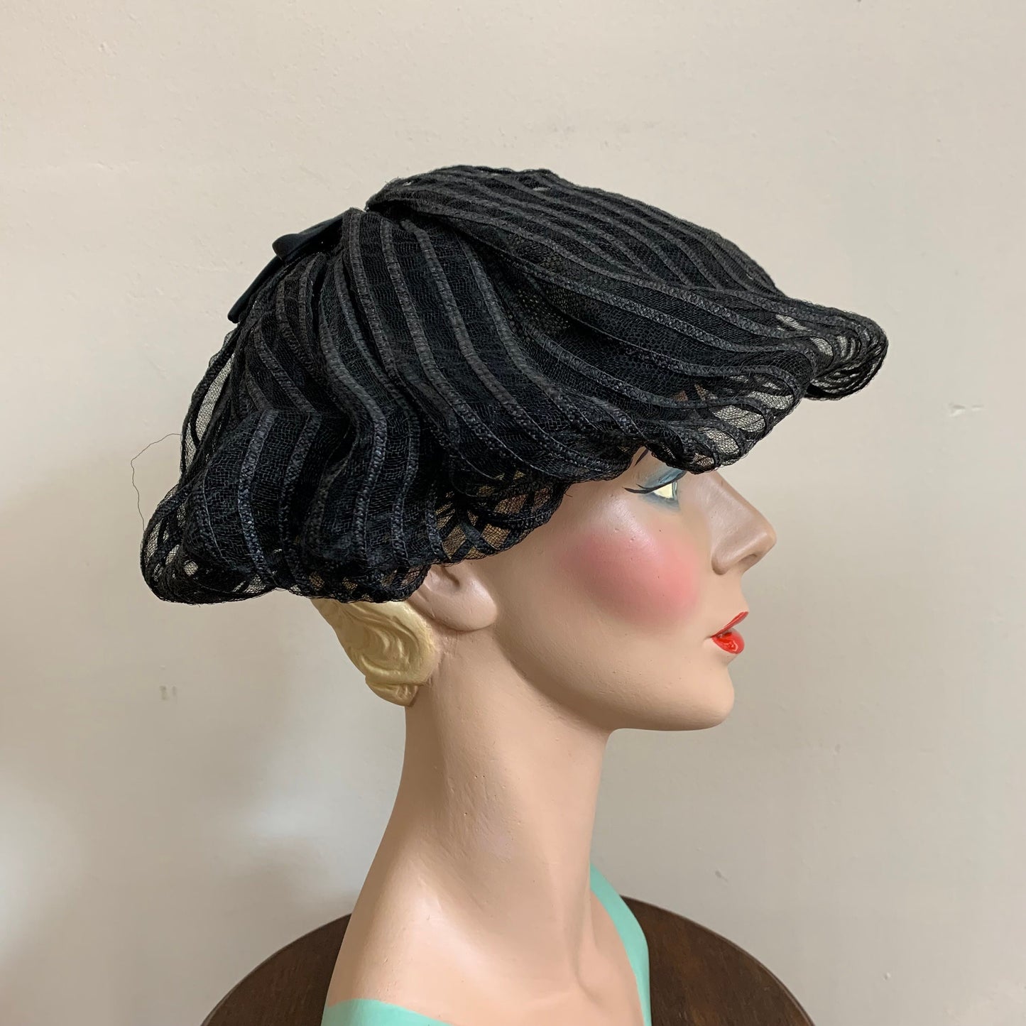 1950s / 1960s Black Tulle Lace Hat