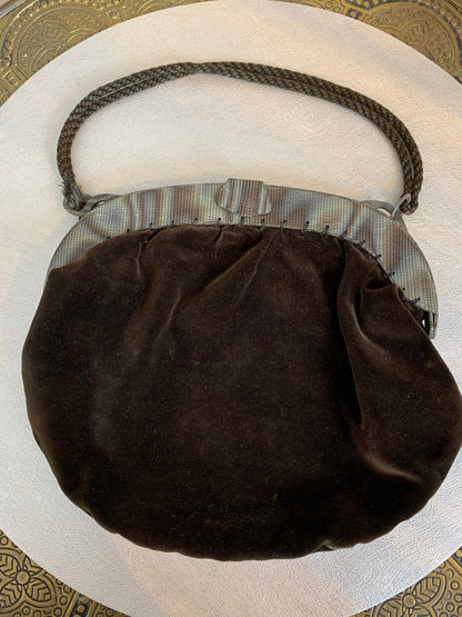 1930s Velvet Purse with Early Plastic Frame