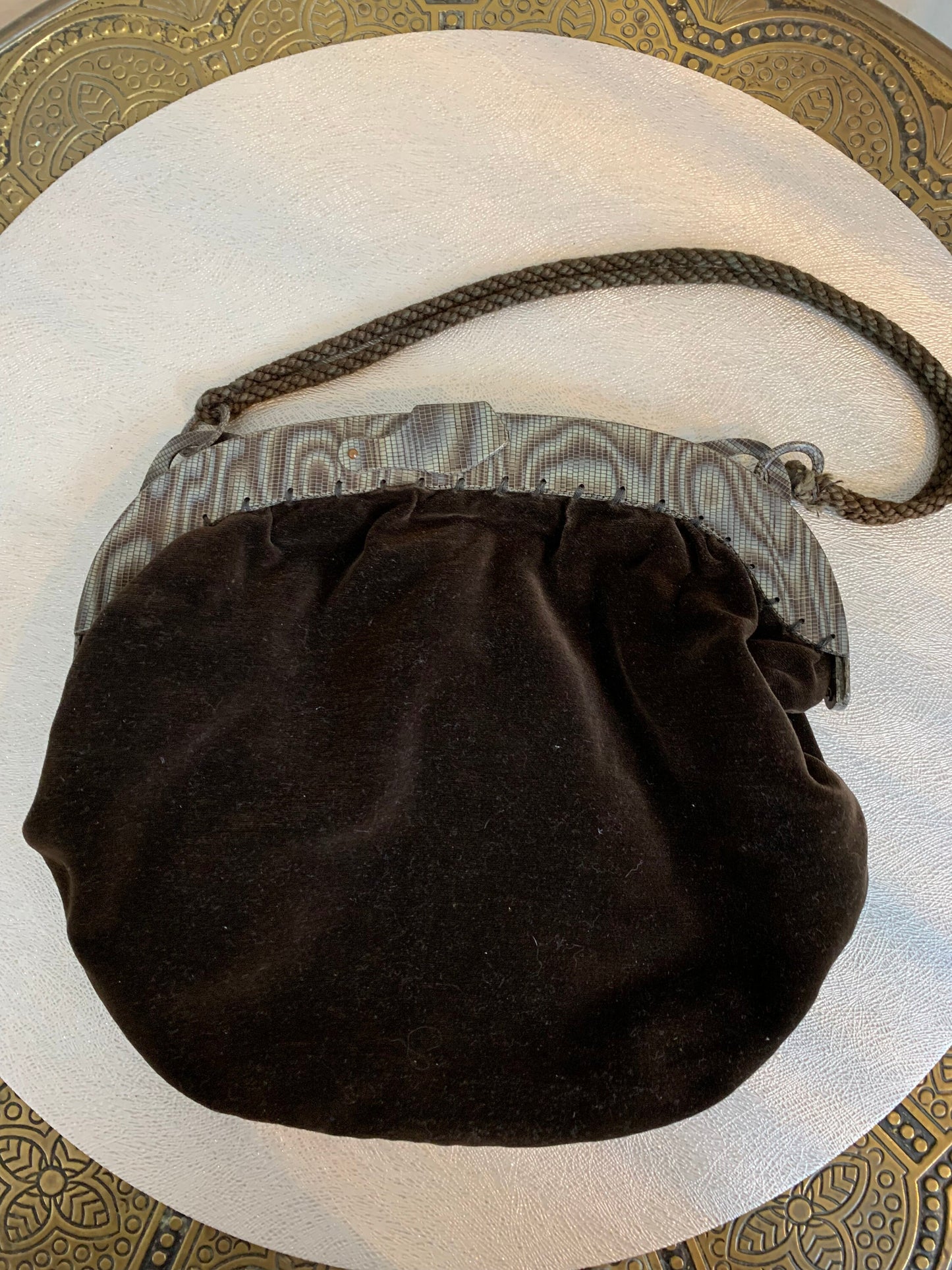 1930s Velvet Purse with Early Plastic Frame