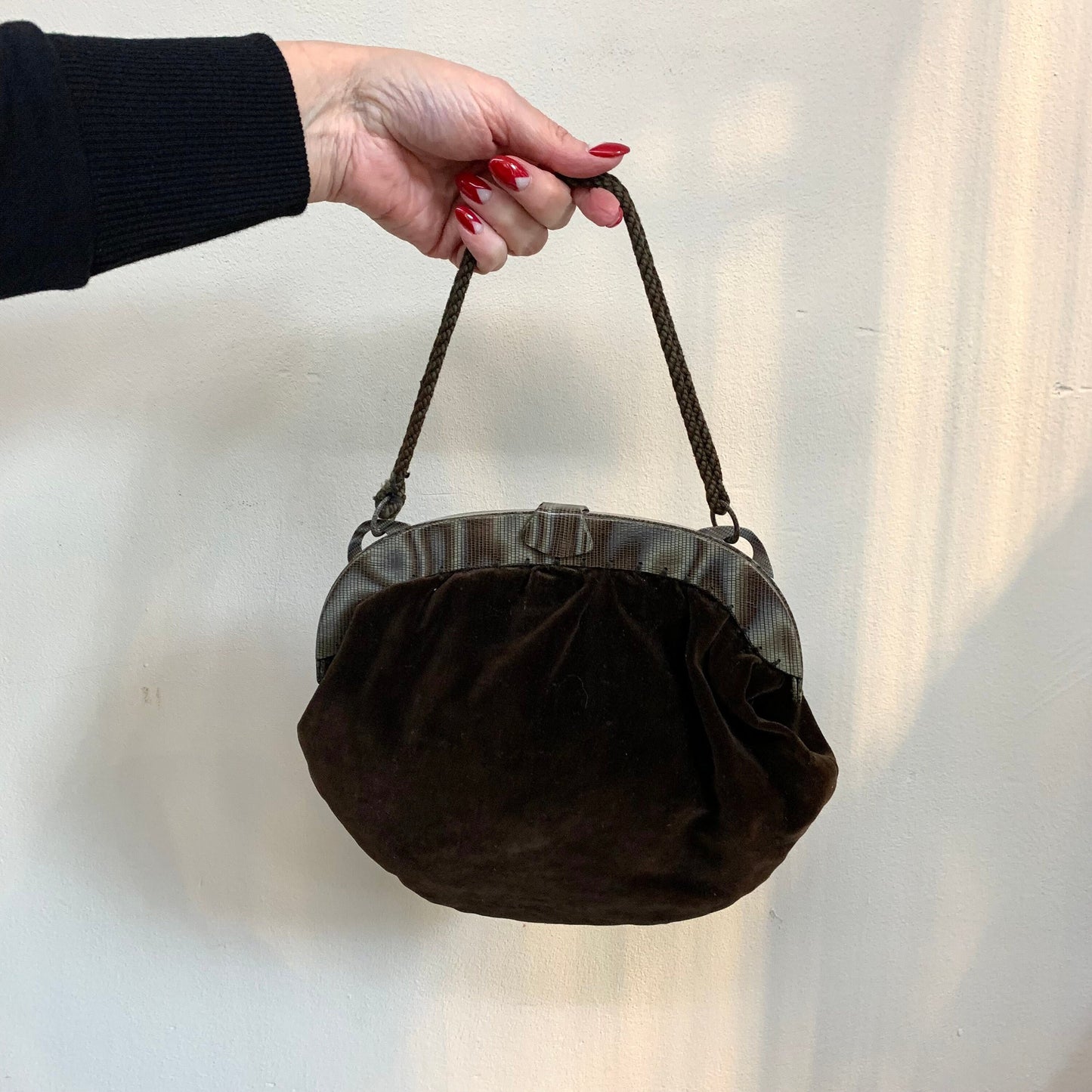 1930s Velvet Purse with Early Plastic Frame