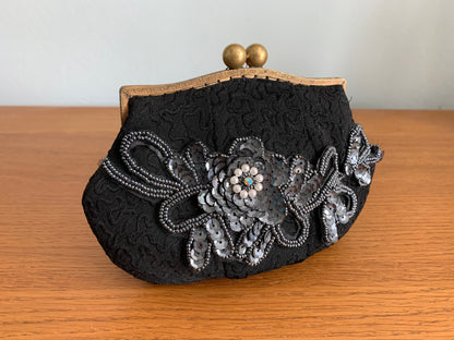 Vintage Beaded Black Purse