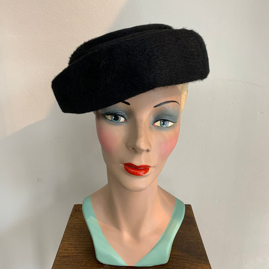 1950s Fur Felt Black Hat