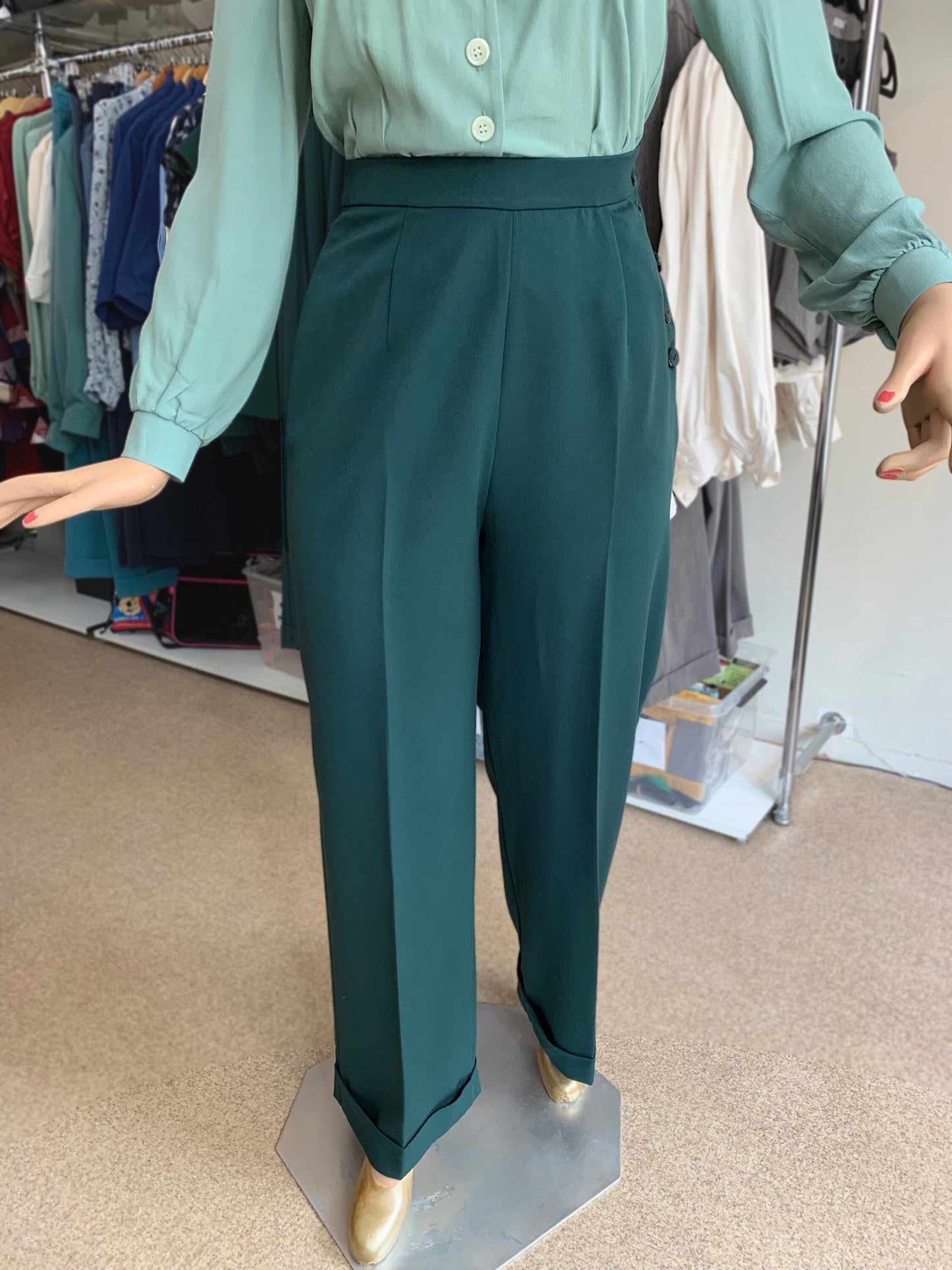 Garbo 1940s Swing Trousers Green