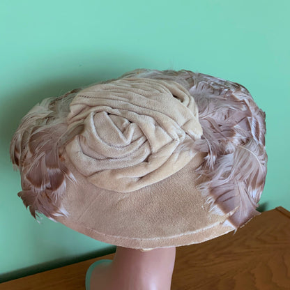 1950s Velvet and Feathers Halo Hat