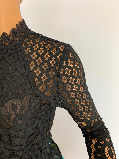 1960s/70s Black Lace Top | XS