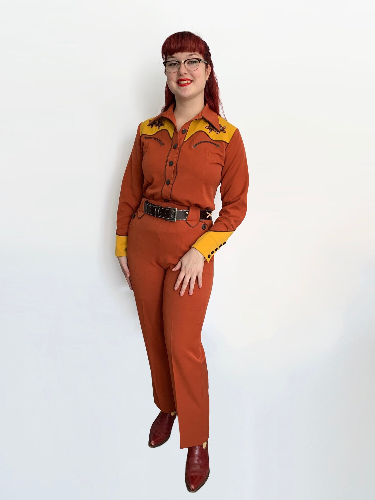 Lily-Mae 1940s Western Slacks Rust Brown - Made to Order
