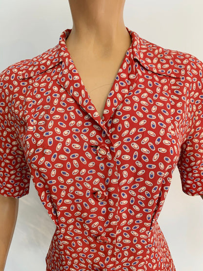 1940s Rayon Blouse | M/L